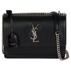 SAINT LAURENT Black Smooth Calfskin Leather Medium Sunset