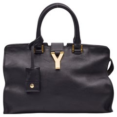 Saint Laurent Black Smooth Calfskin Leather Small Cabas Classic Y Bag