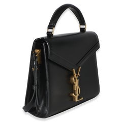 Saint Laurent Black Smooth Calfskin Mini Cassandra Top Handle Bag