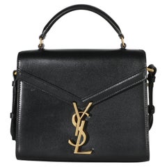 Saint Laurent Black Smooth Calfskin Mini Cassandra Top Handle Bag
