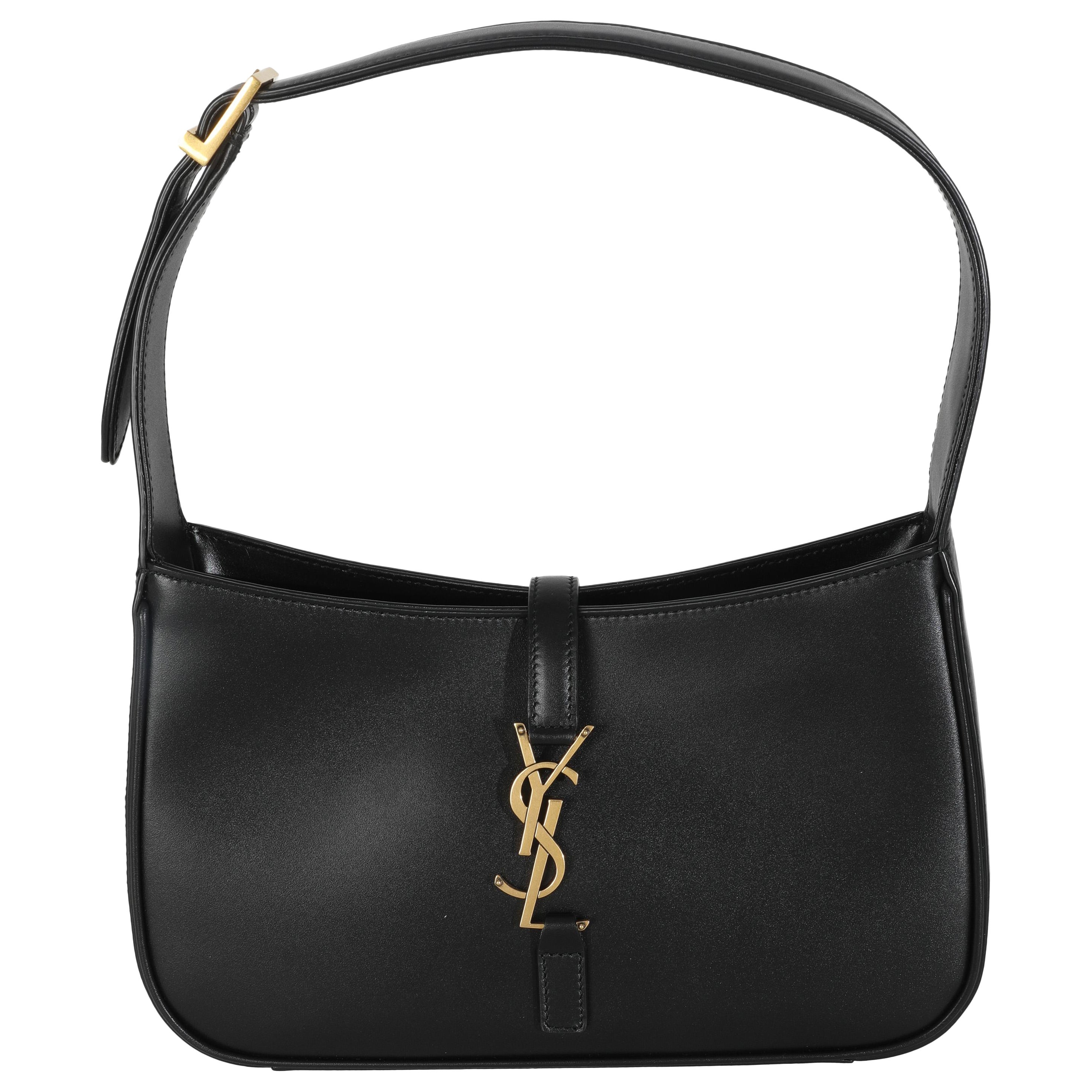 Saint Laurent Black Smooth Leather Le 5 a 7 Hobo For Sale