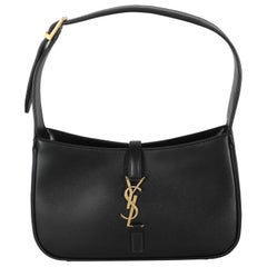 Saint Laurent Black Smooth Leather Le 5 a 7 Hobo