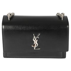 Saint Laurent Black Smooth Leather Medium Sunset Bag