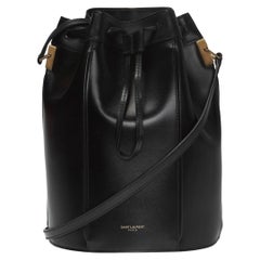 Saint Laurent Black Smooth Leather "Talitha" Medium Bucket Bag