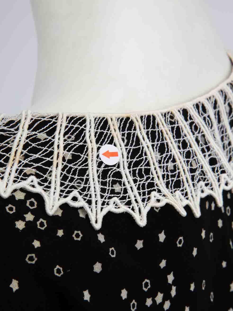 Women's Saint Laurent Black Star Print Lace Collar Dress Size S