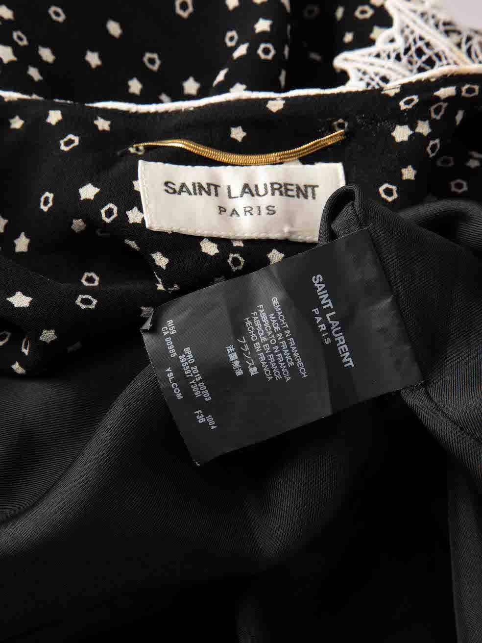 Saint Laurent Black Star Print Lace Collar Dress Size S 2
