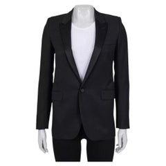 Saint Laurent Black Straight Fit Satin Lapels Blazer Sz.XS