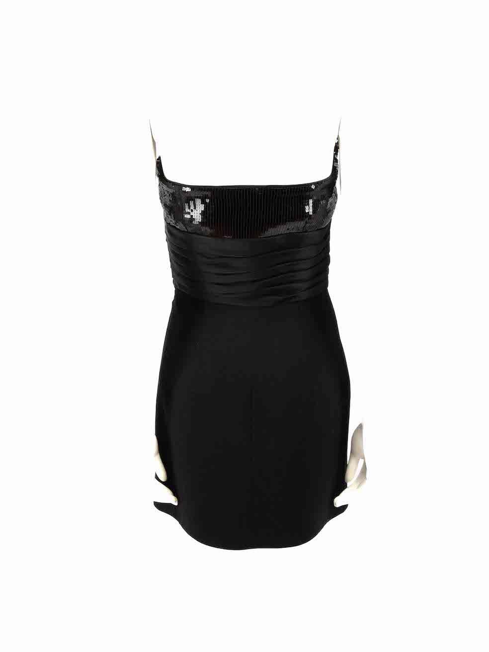 Saint Laurent Black Strapless Sequin Bustier Mini Dress Size M In New Condition For Sale In London, GB