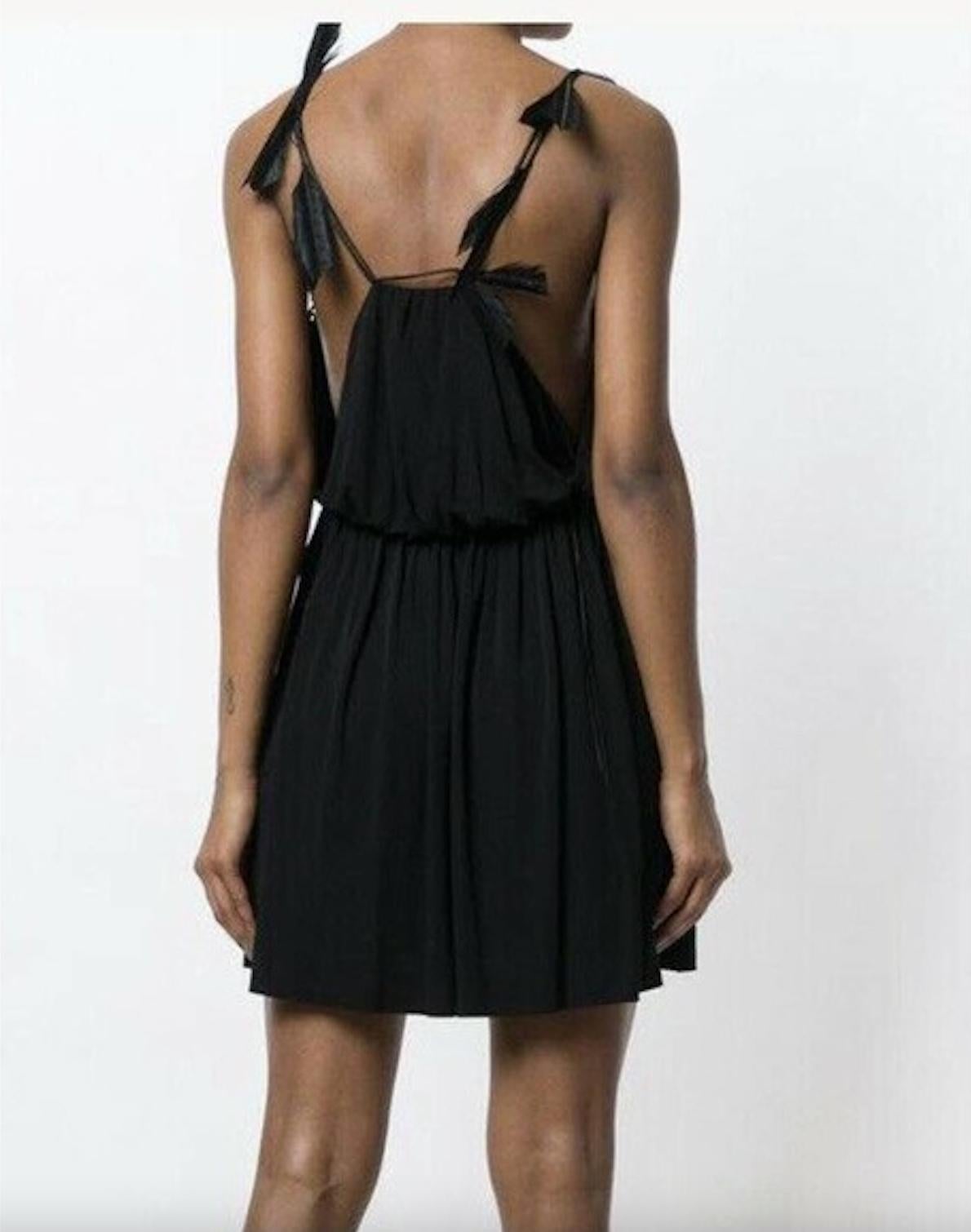 Saint Laurent Black Strappy Mini Dress Size 38 In New Condition For Sale In Paradise Island, BS