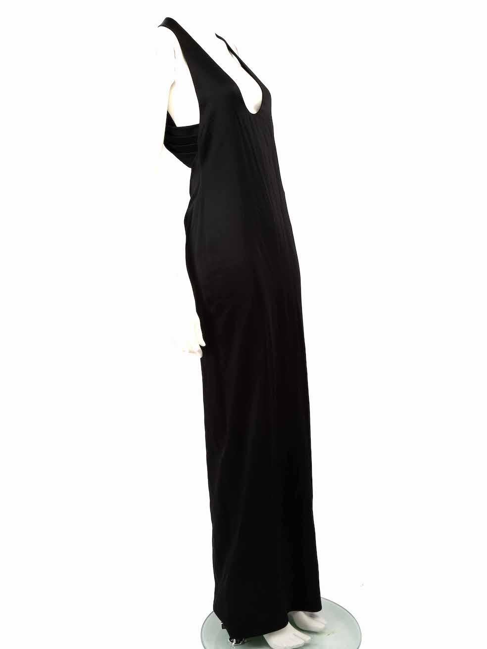 CONDITION is Never worn, with tags. No visible wear to dress is evident on this new Saint Laurent designer resale item.
 
 
 
 Details
 
 
 Black
 
 Synthetic
 
 Dress
 
 Sleeveless
 
 Open back
 
 Back strappy detail
 
 Sleeveless
 
 Maxi
 
 Round