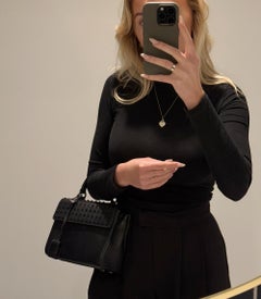 Saint Laurent  Black Studded Calfskin Leather SO Black Moujik Top Handle Bag