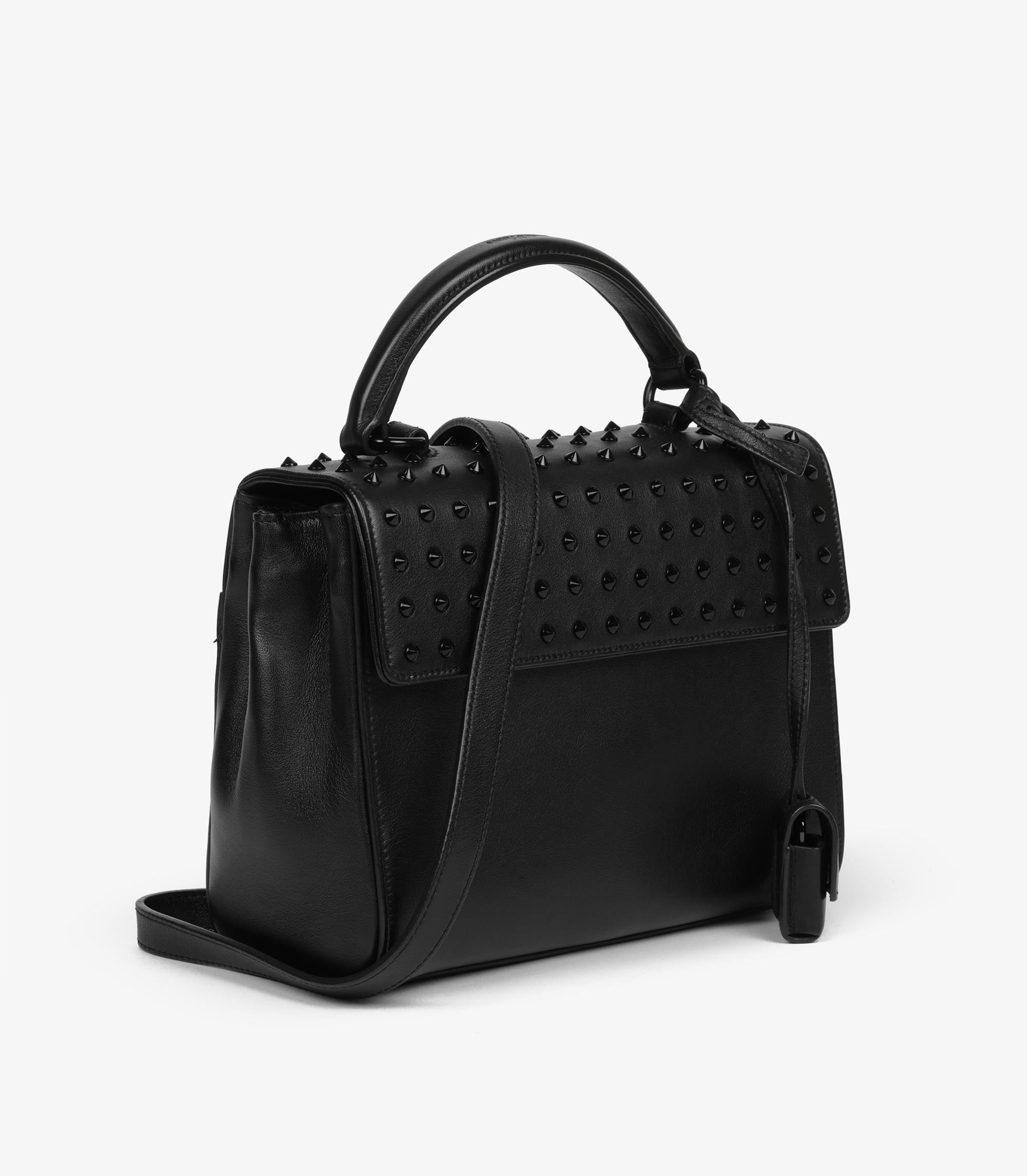 Saint Laurent  Black Studded Calfskin Leather SO Black Moujik Top Handle Bag In Excellent Condition For Sale In Bishop's Stortford, Hertfordshire
