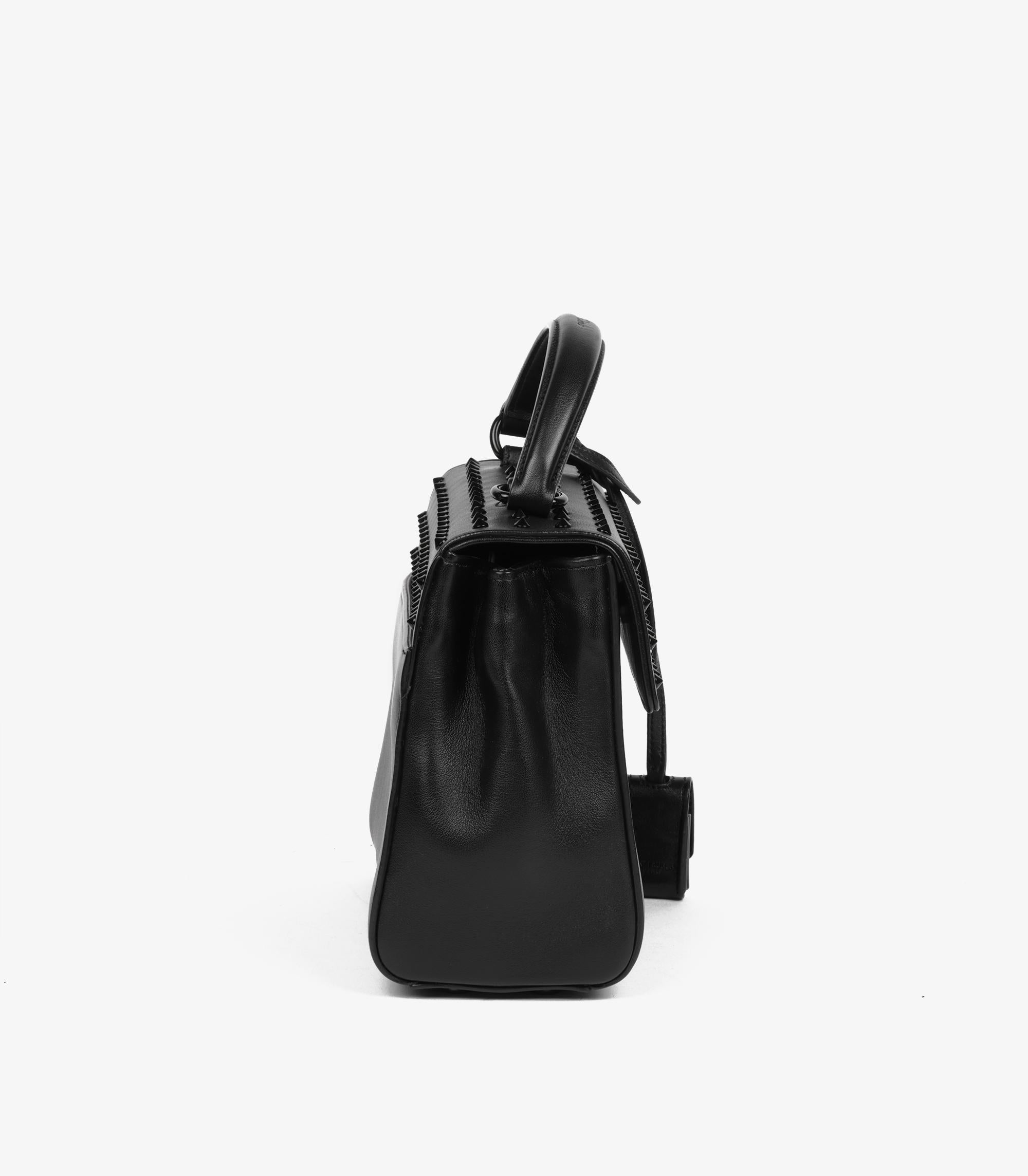 Women's or Men's Saint Laurent  Black Studded Calfskin Leather SO Black Moujik Top Handle Bag For Sale