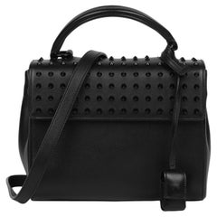 Saint Laurent  Black Studded Calfskin Leather SO Black Moujik Top Handle Bag