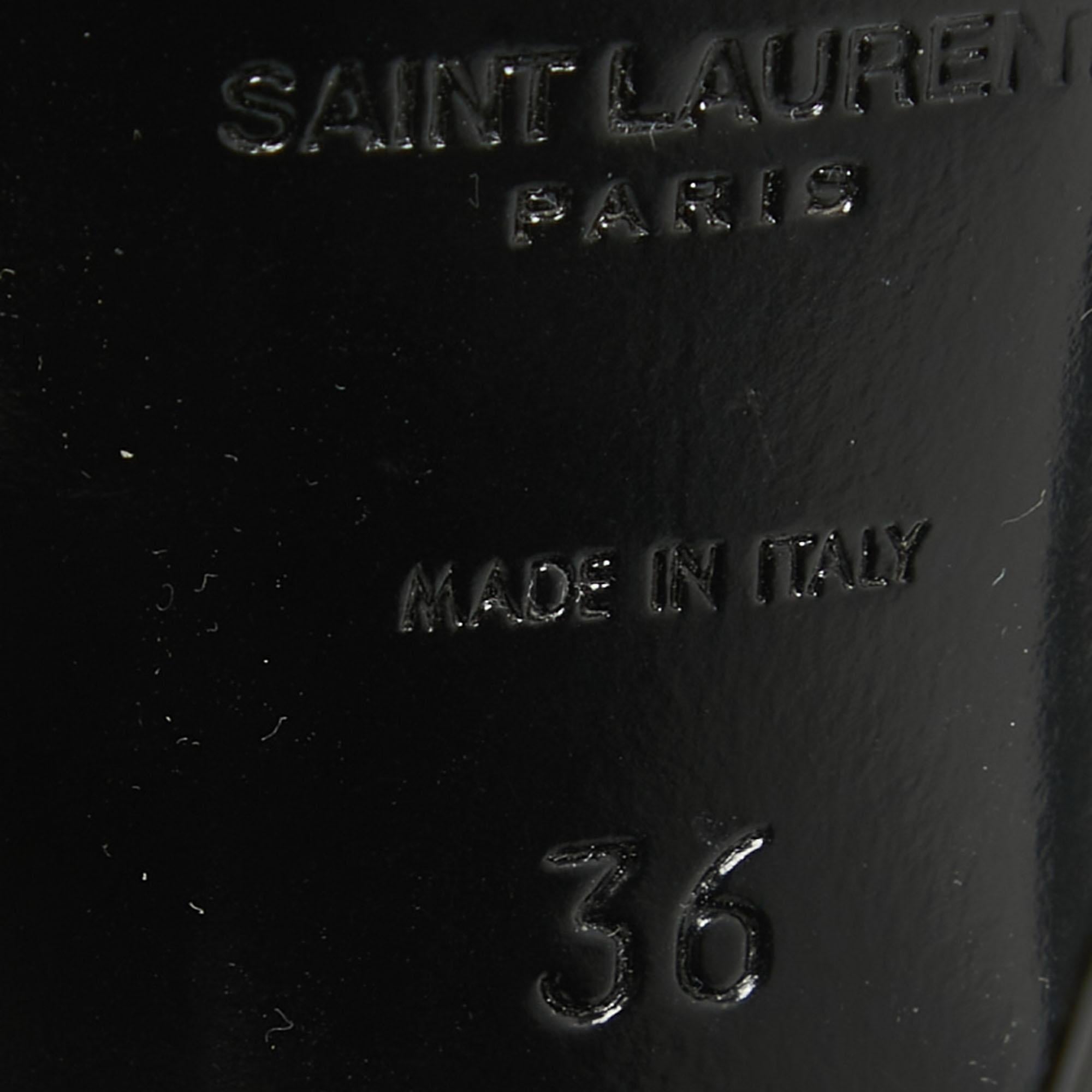 Saint Laurent Black Studded Leather Cassandra Ankle Strap Sandals Size 36 2