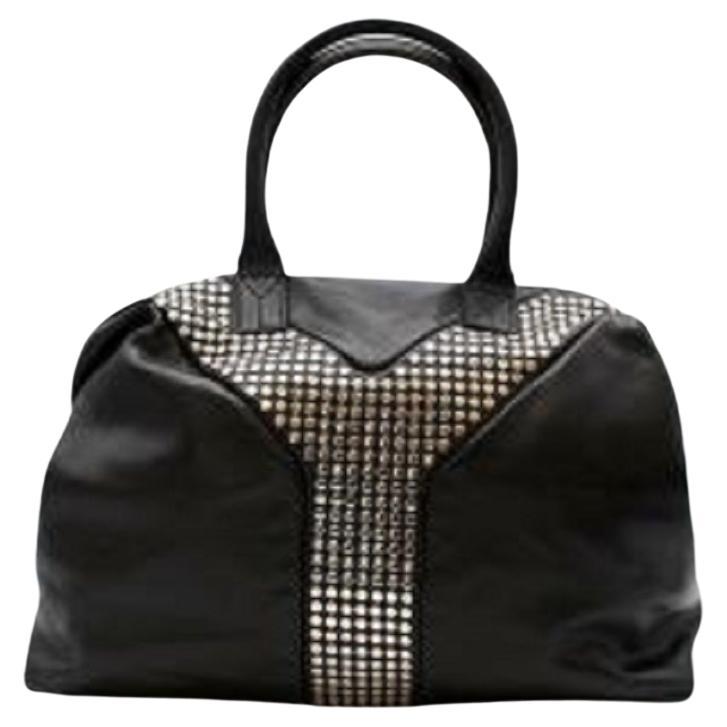 Saint Laurent Black Studded Leather Easy Y Tote For Sale