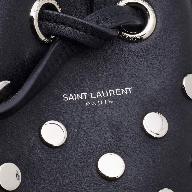 Saint Laurent Black Studded Leather Emmanuelle Bucket Bag 8