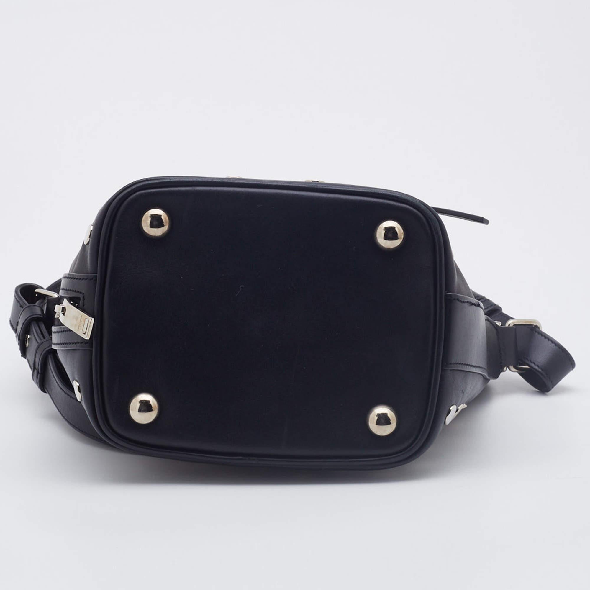 Women's Saint Laurent Black Studded Leather Emmanuelle Bucket Bag
