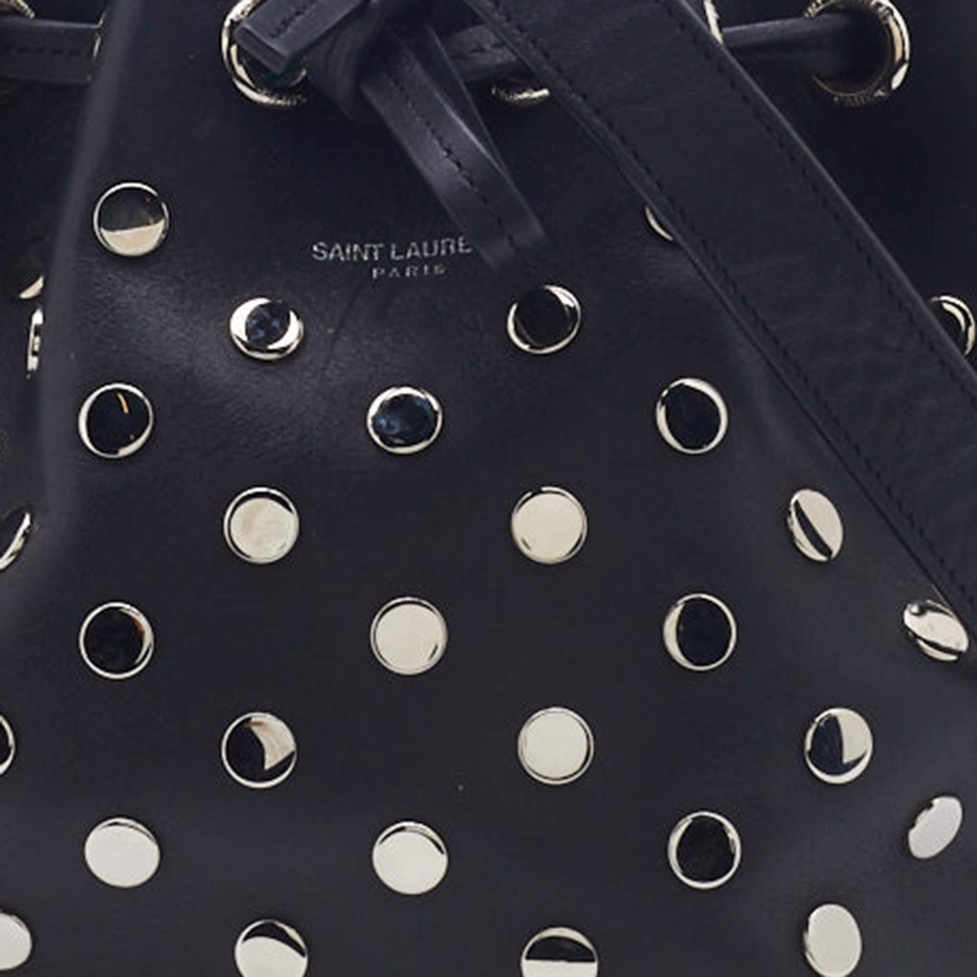 Saint Laurent Black Studded Leather Emmanuelle Bucket Bag 5