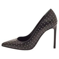 Saint Laurent Black Studded Leather Pointed Toe Pumps Size 38