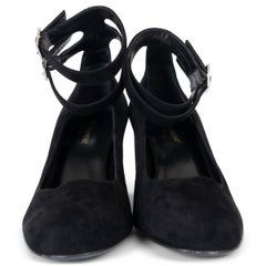 SAINT LAURENT Schwarze ANKEL STRAP Pumps aus Wildleder 2016 BABIES 70 DOUBLE ANKEL STRAP Schuhe 40