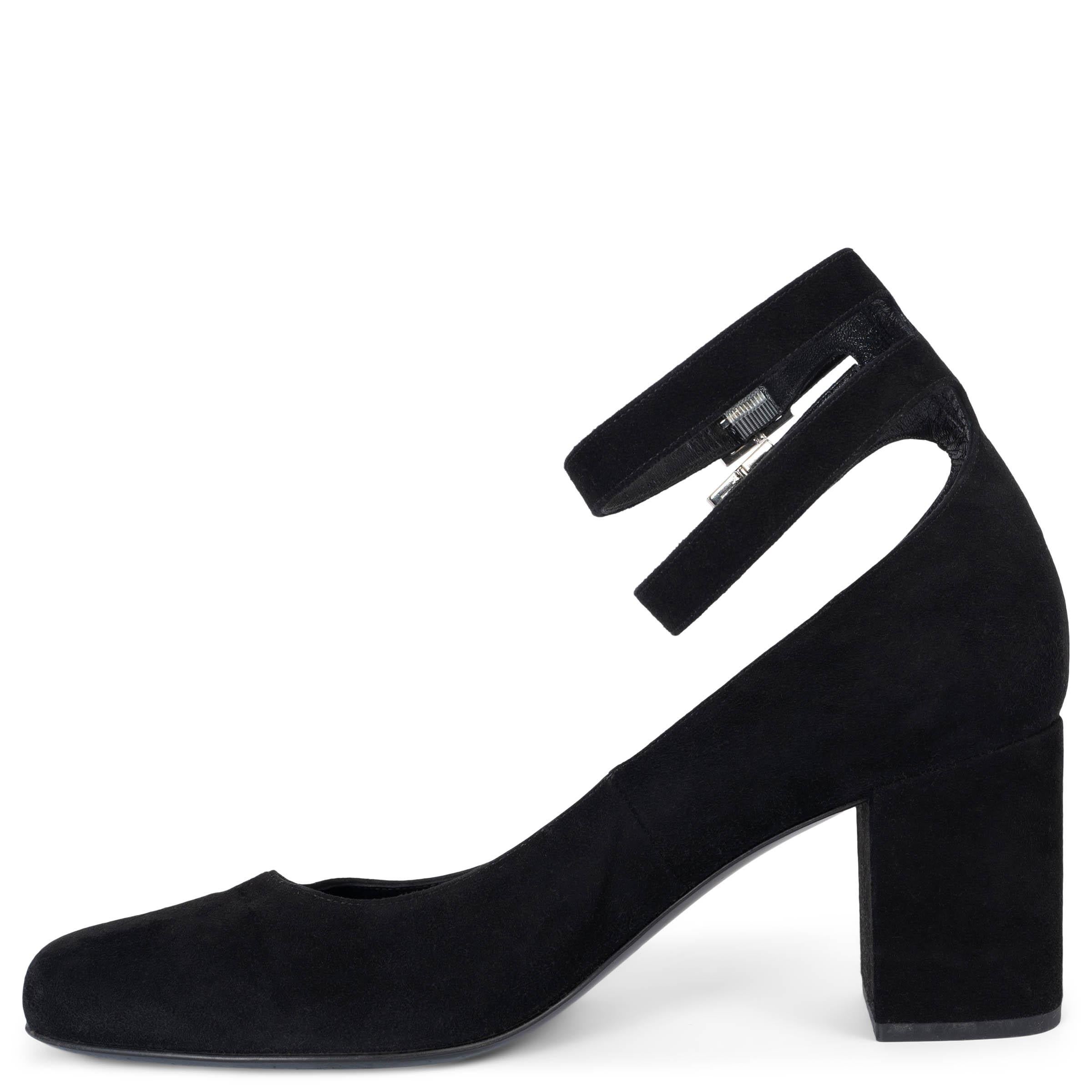 Black SAINT LAURENT black suede 2016 BABIES 70 DOUBLE ANKEL STRAP Pumps Shoes 40 For Sale