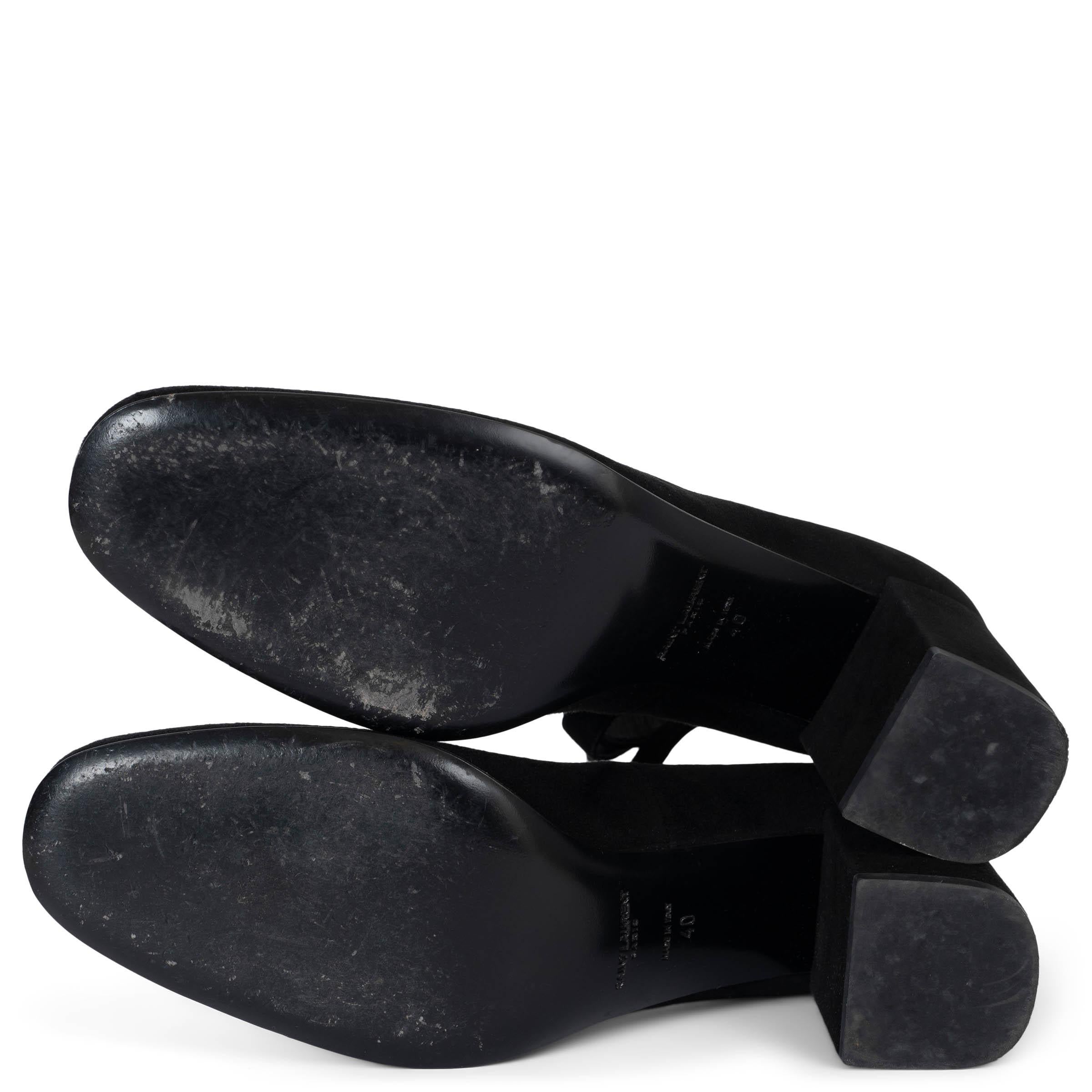 SAINT LAURENT black suede 2016 BABIES 70 DOUBLE ANKEL STRAP Pumps Shoes 40 For Sale 1