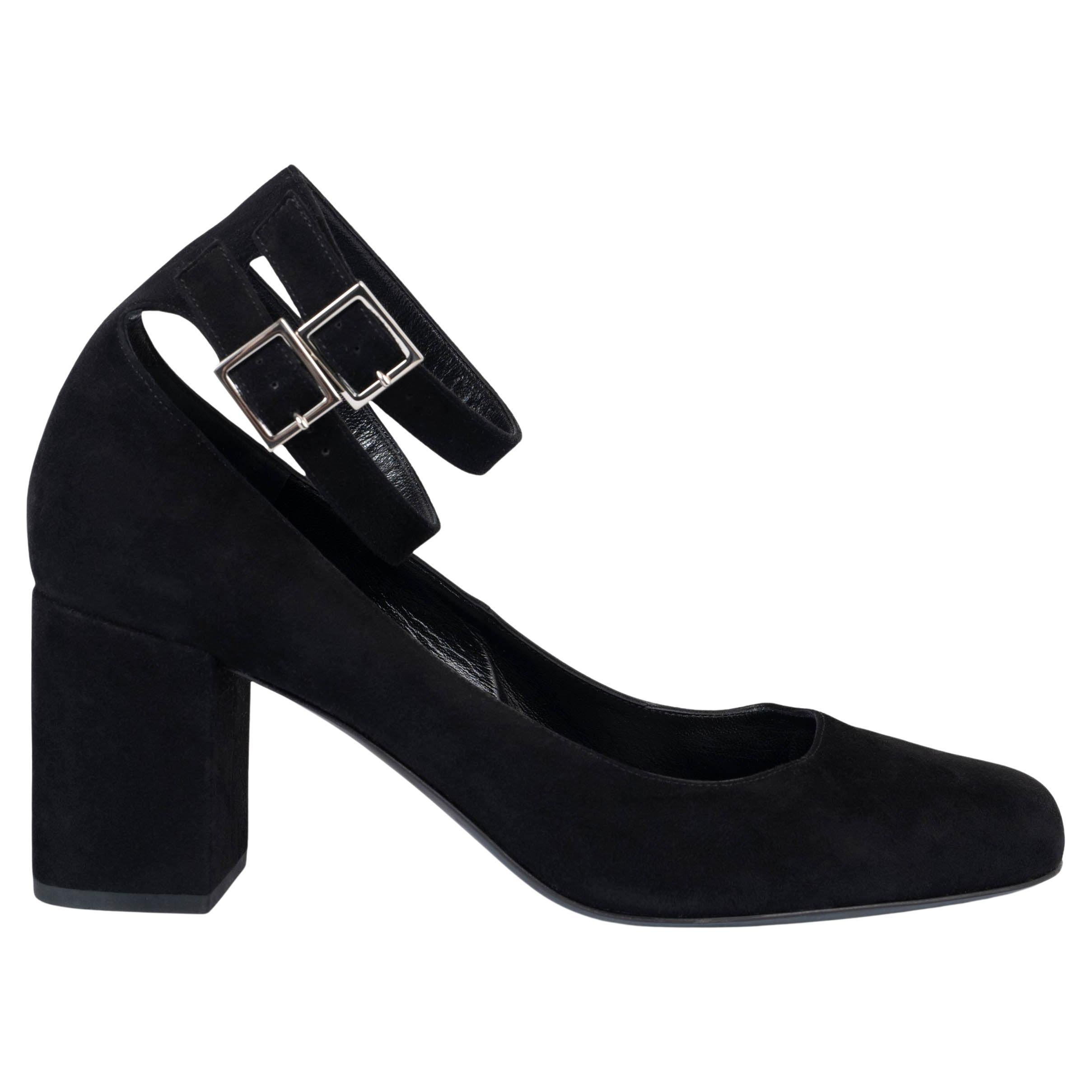 SAINT LAURENT black suede 2016 BABIES 70 DOUBLE ANKEL STRAP Pumps Shoes 40 For Sale