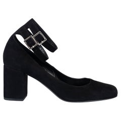 SAINT LAURENT Schwarze ANKEL STRAP Pumps aus Wildleder 2016 BABIES 70 DOUBLE ANKEL STRAP Schuhe 40