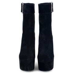 SAINT LAURENT black suede 2018 BILLY PLATFORM Ankle Boots Shoes 39.5