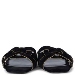 SAINT LAURENT black suede 2019 TRIBUTE Slides Sandals Shoes 38