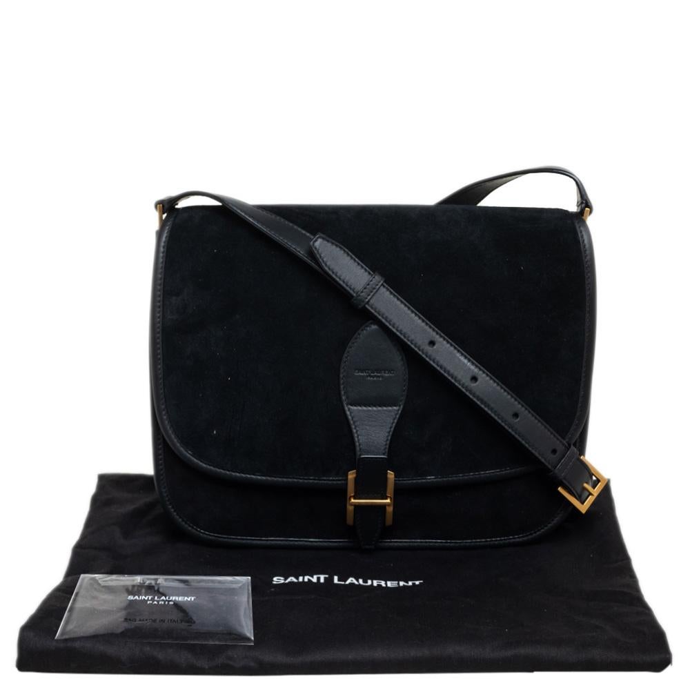 Saint Laurent Black Suede and Leather Medium Francoise Shoulder Bag 6