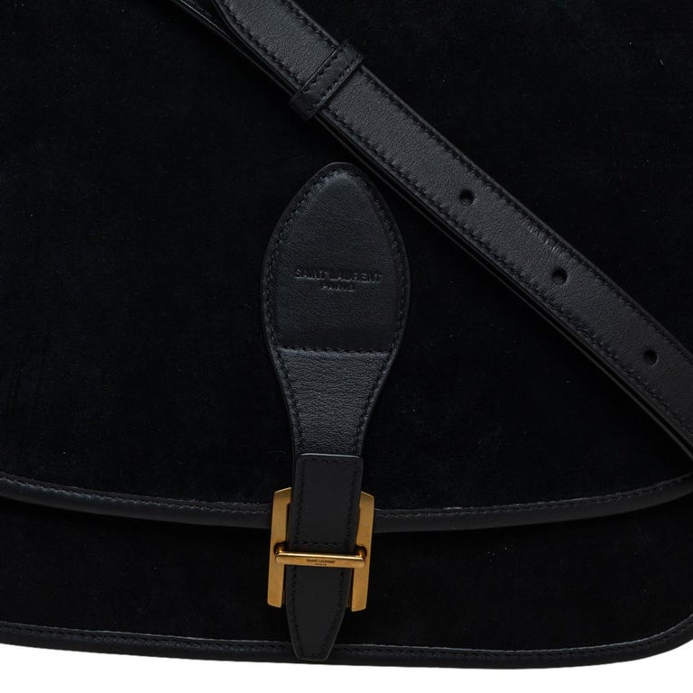 Saint Laurent Black Suede and Leather Medium Francoise Shoulder Bag at
