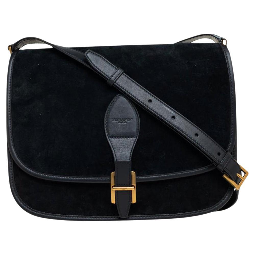Saint Laurent Black Suede and Leather Medium Francoise Shoulder Bag