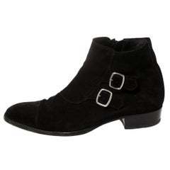 Saint Laurent Black Suede Ankle Boots Size 42