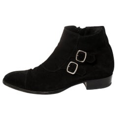 Saint Laurent Schwarze Wildleder-Stiefeletten Größe 42