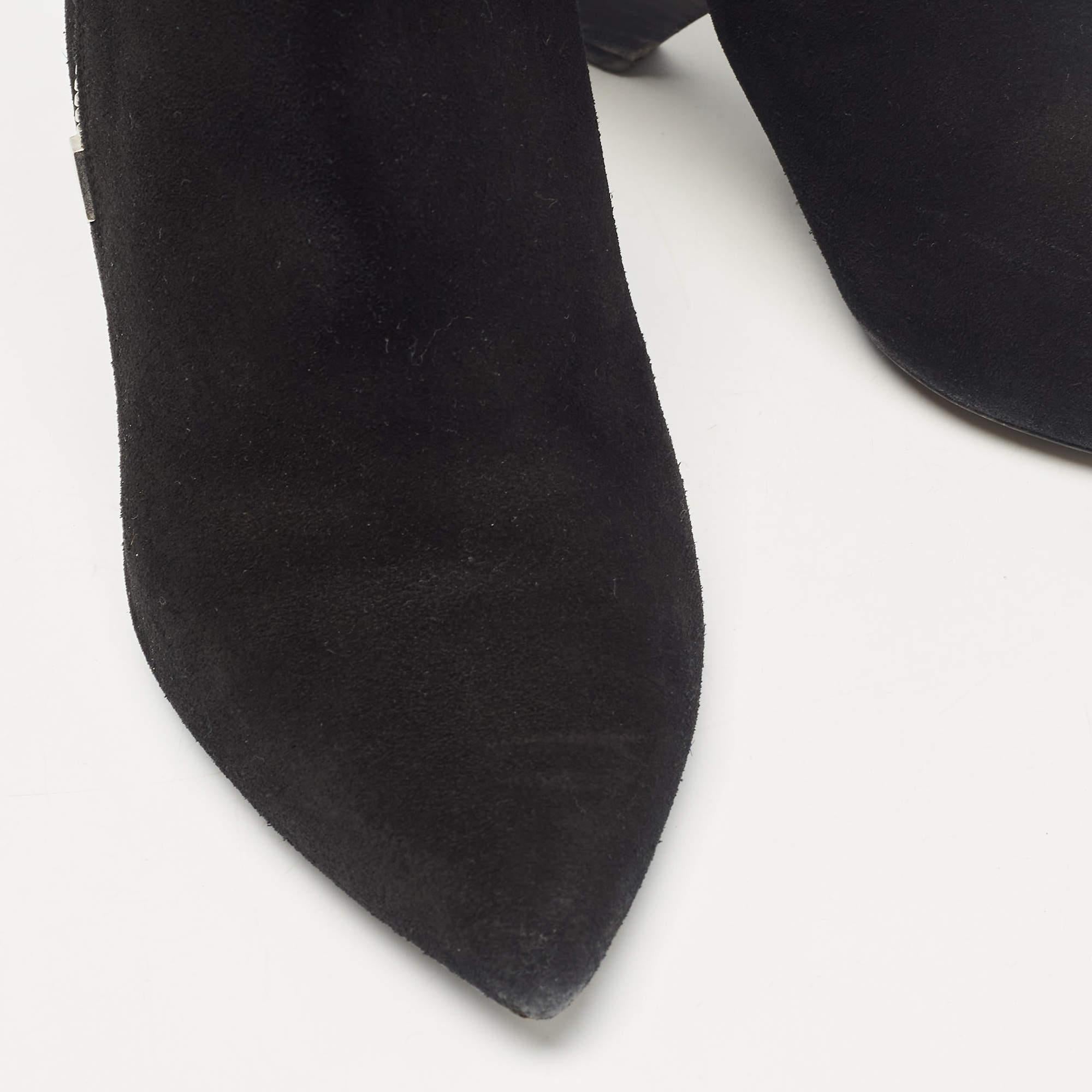 Saint Laurent - Bottines en daim noir - Taille 37 en vente 3