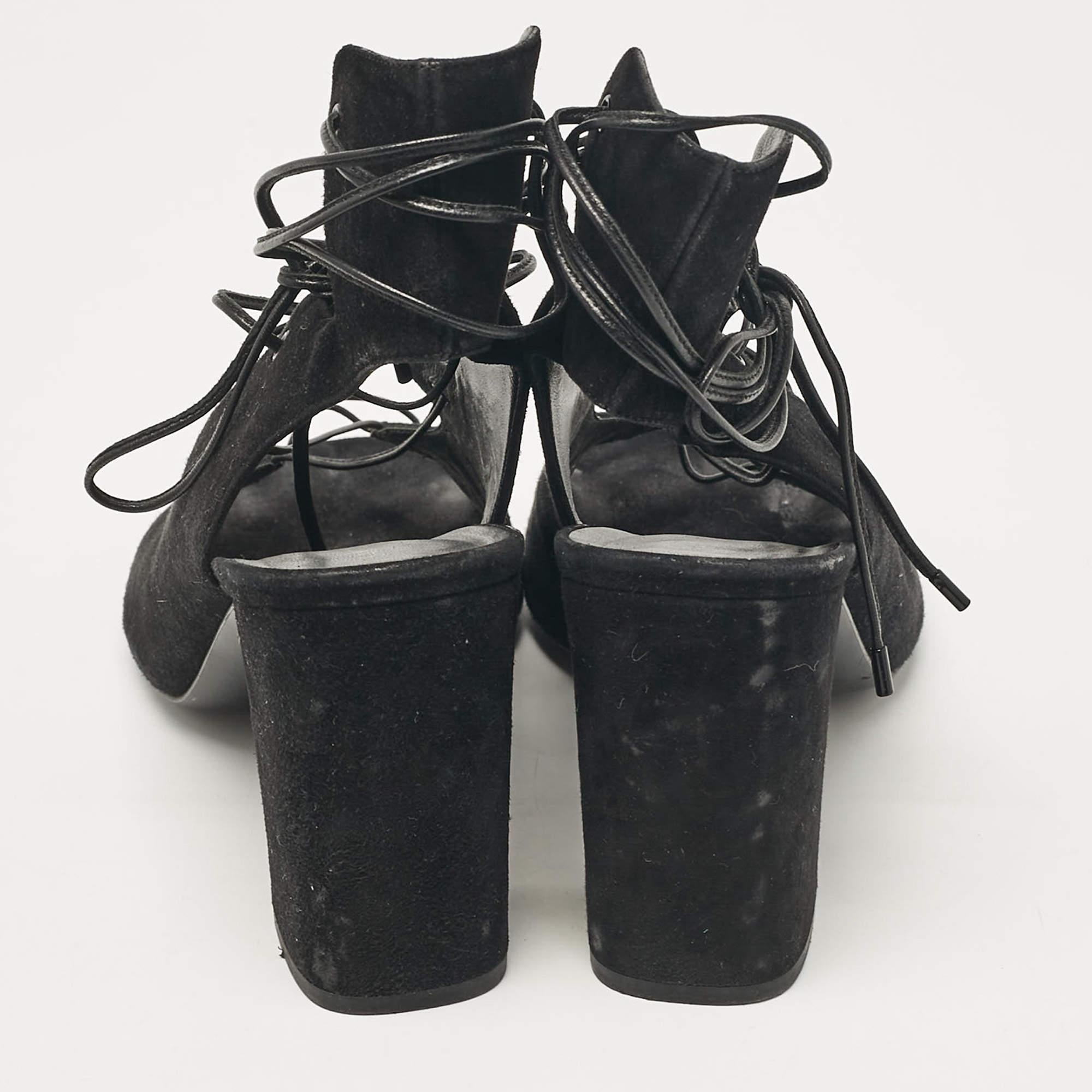 De las mujeres Saint Laurent Sandalias tobilleras de ante negro talla 40 en venta