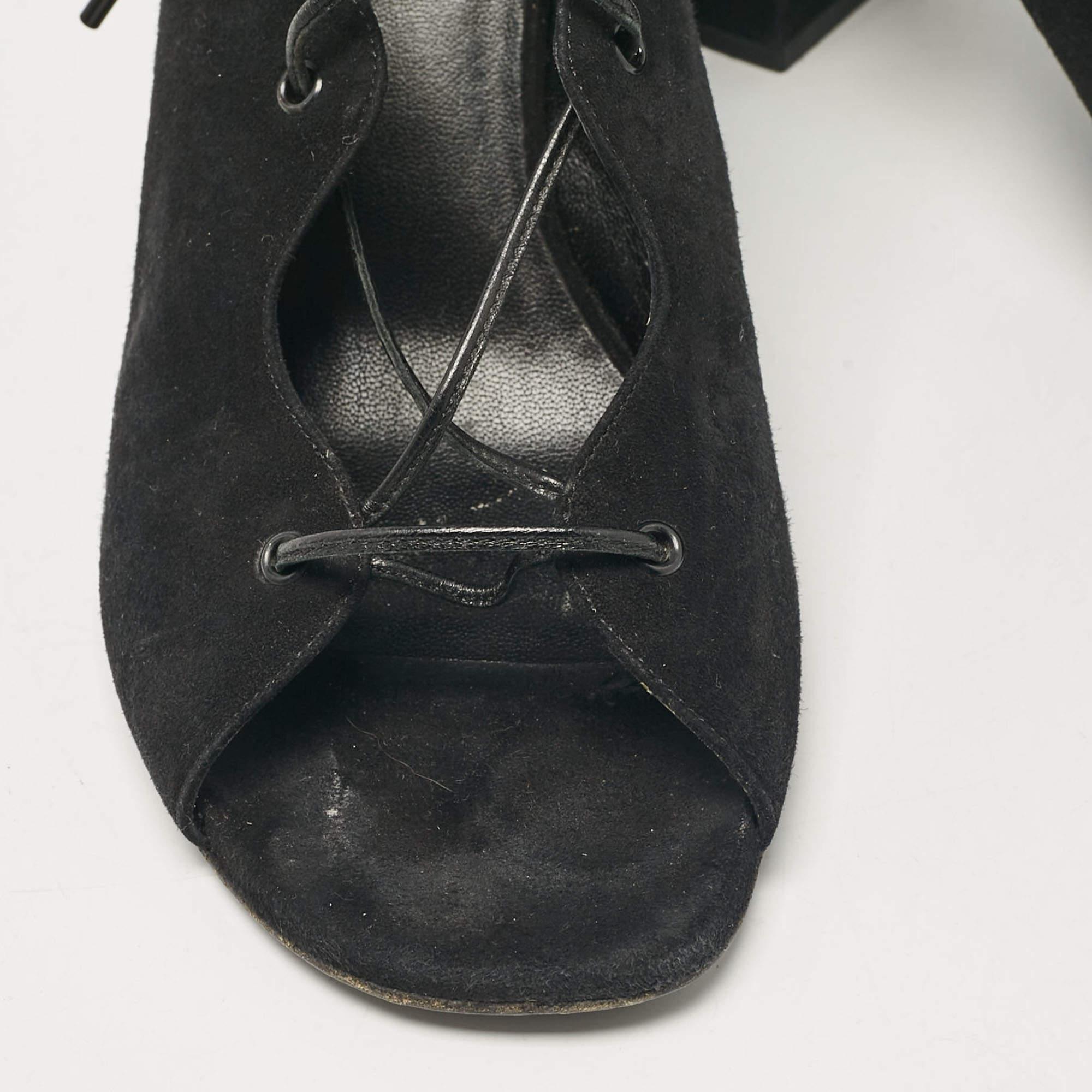Saint Laurent Sandalias tobilleras de ante negro talla 40 en venta 2