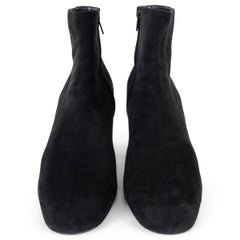 SAINT LAURENT black suede BABIES 70 CRYSTAL ANKLE Boots Shoes 39.5