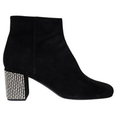 SAINT LAURENT black suede BABIES 70 CRYSTAL ANKLE Boots Shoes 39.5