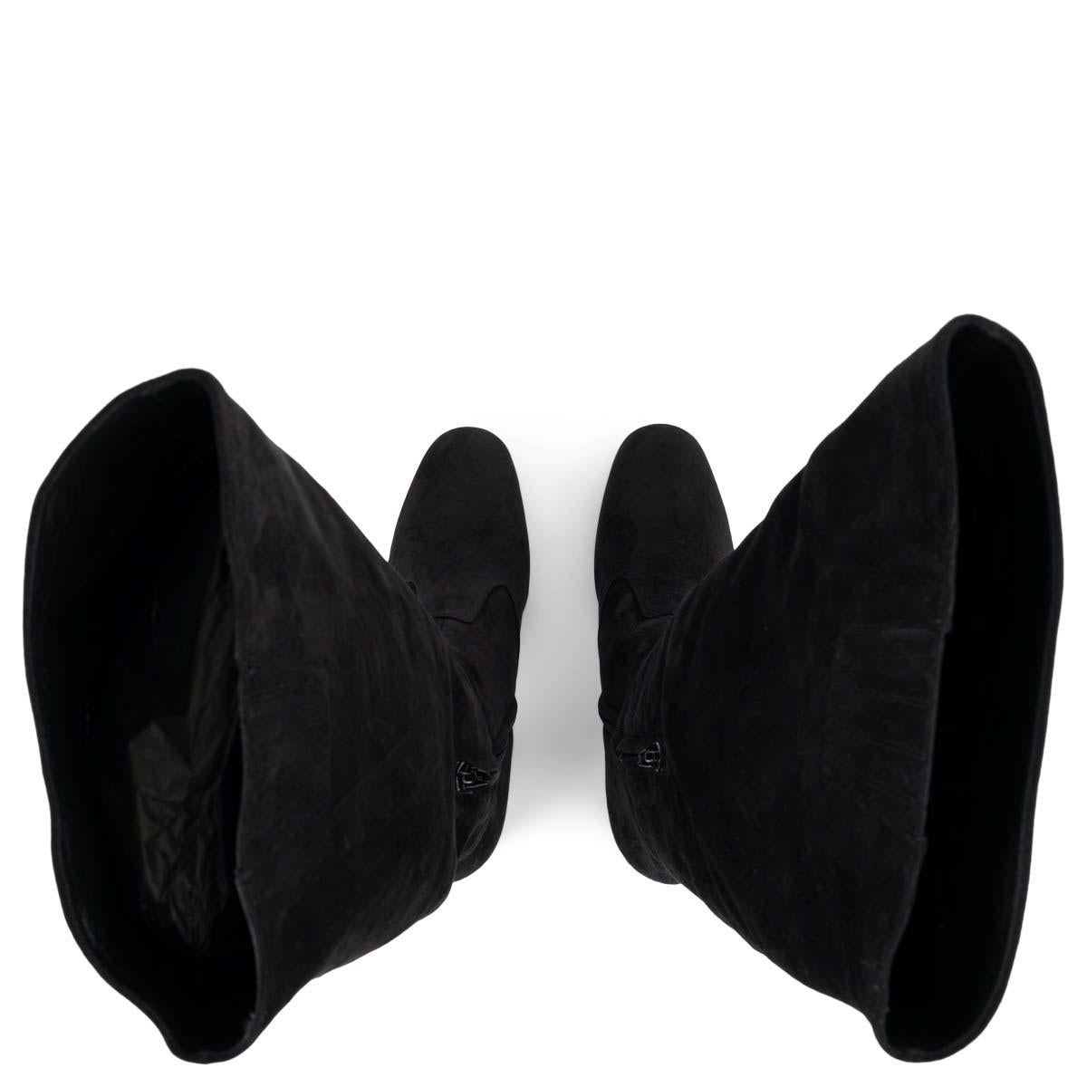 Women's SAINT LAURENT black suede BABIES Over Knee Boots Shoes 38 For Sale