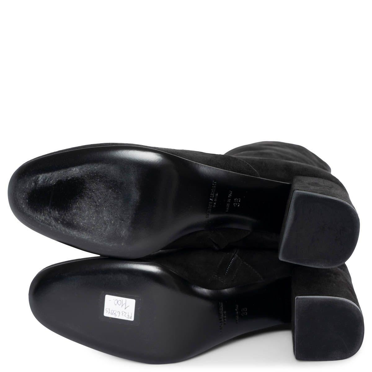 SAINT LAURENT black suede BABIES Over Knee Boots Shoes 38 For Sale 1