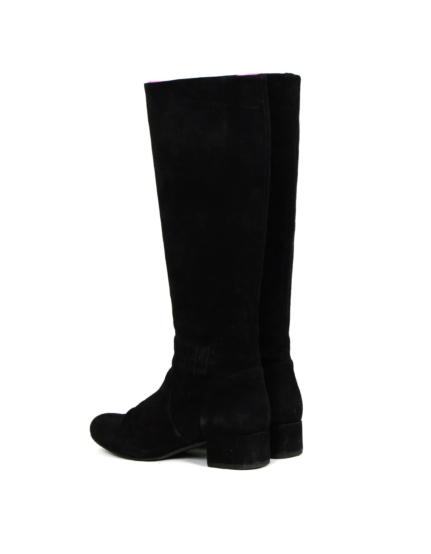 Saint Laurent Black Suede Boot w/ Side Zip sz 37.5 In Excellent Condition In New York, NY