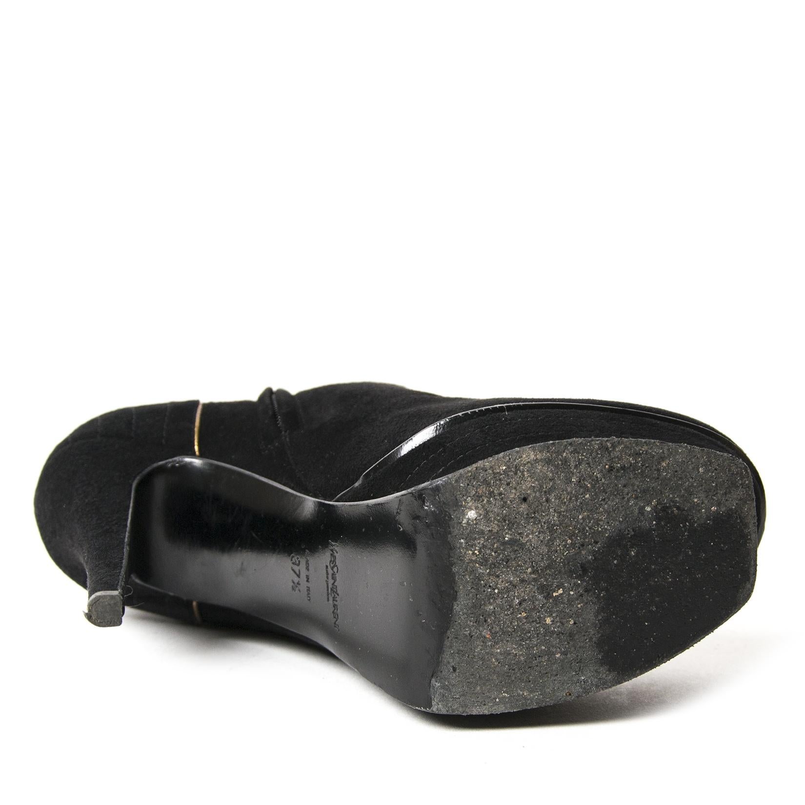 Women's Saint Laurent Black Suede Boots - Size 37, 5 For Sale