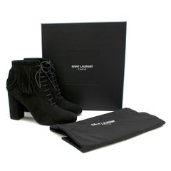 Saint Laurent Black Suede Boots with Fringe 37.5