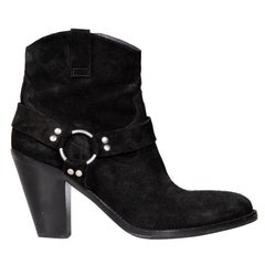 Saint Laurent Stivali in pelle scamosciata nera con dettaglio fibbia Taglia IT 39