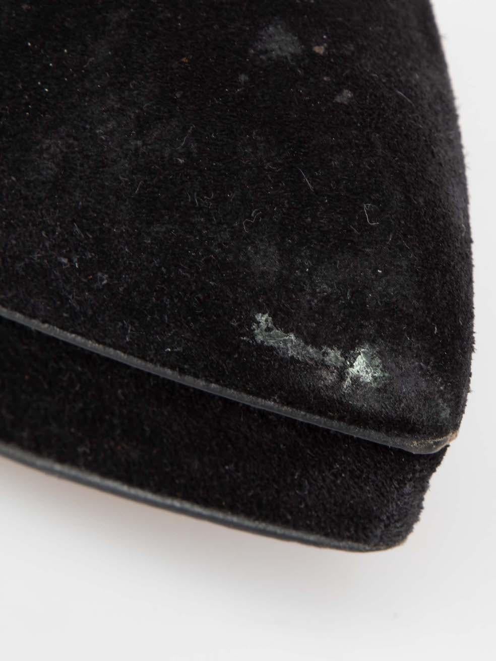 De las mujeres Saint Laurent Black Suede Buckle Heeled Boots Size IT 36 en venta