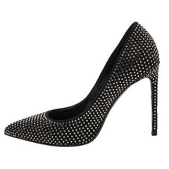 Saint Laurent Black Suede Crystal Embellished Pointed Pumps Size 38 Saint Laurent Black Suede Crystal Embellished Pointed Pumps Size 38