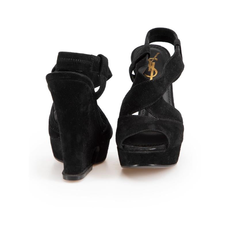 Noir Saint Laurent Sandales Hortense en daim noir Taille IT 36.5 en vente